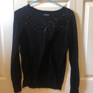 Express Beaded Black Sweater